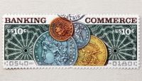 In 1975 the U.S. issued a dual stamp linked, but separated with a middle perforation, portraying banking and commerce. Unlike Acting Comptroller Noreika&rsquo;s speech renewing the banking/commerce debate, this was no policy statement. The stamps were issued to mark the 100th anniversary of the American Bankers Association.