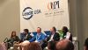 Debating pros and cons of fintech charters were, l. to r., consultant Jo Ann Barefoot; Matt Lambert of CSBS; Jeff Meiler of Marlette Funding; consultant David Cotney; and Zopa's Jaidev Janardana.
