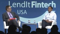Omer Ismail, head of Marcus By Goldman Sachs, right, discusses his young operation's early success and its thirst for fintech talent in a keynote session interview with LendIt Fintech co-founder Peter Renton. For a link to a video of this event, see the end of the article.
